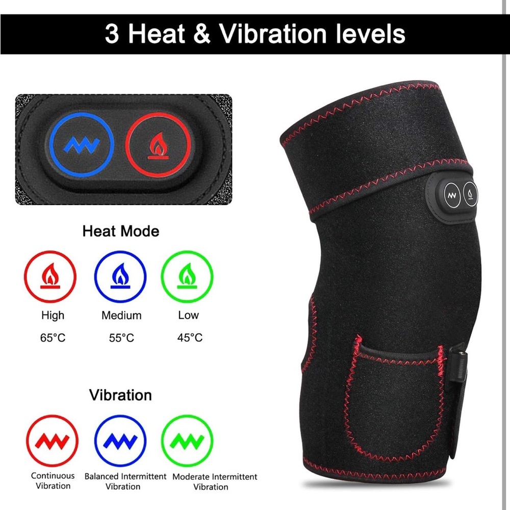 *NEW* PKSTONE Heated Vibration Knee Brace with AC Adapter Charger - Picture 2 of 8